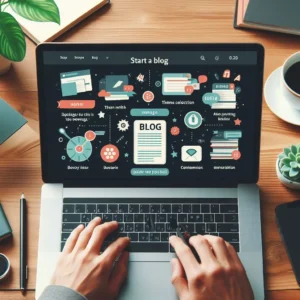A imagem "Como Criar um Site" retrata um ambiente digital dinâmico e inspirador, de uma pessoa construindo um site