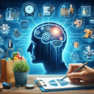 Imagem ilustrando a aplicação de gatilhos mentais em estratégias de marketing para influenciar decisões de compra de consumidores.