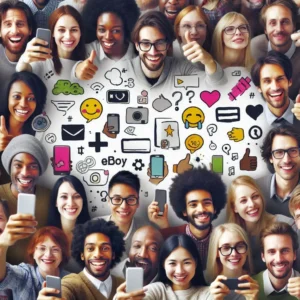 A Imagem está representando a interação em mídias sociais.