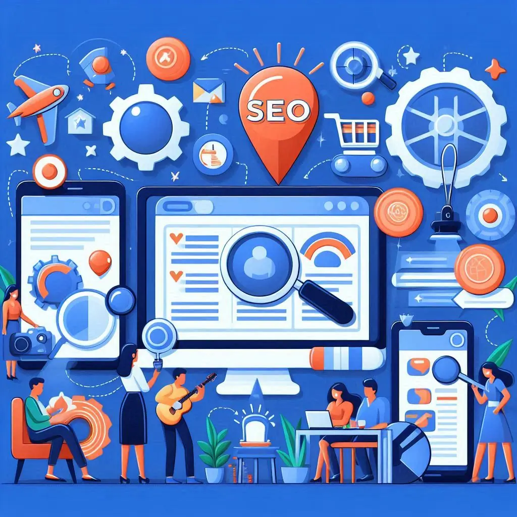 A Imagem representa Gráfico ilustrativo mostrando estratégias de SEO e suas aplicações para otimização de sites.