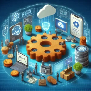 Imagem representando a transição do marketing digital para uma era sem cookies, destacando desafios e soluções de privacidade.