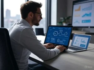 imagem de uma pessoa com computador fazendo a automação de marketing digital